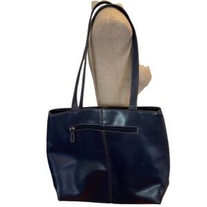 Navy blue Shoulder hand bag purse zippers pocketbook tote pockets compartments
